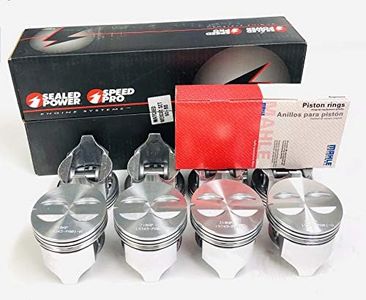 Set of (8) Cast +.030" over Flat Top Pistons & Cast Rings compatible with Chevy 327 (4.030" Bore Diameter)