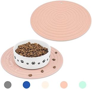 Ptlom Pet Food Mat for Dog and Cat Placemat 2 Pcs, Mat for Prevent Food and Water Overflow, Suitable for Medium and Small Pet, Silicone, 9.5"* 9.5"