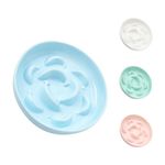 Ceramic Cat Slow Feeder Bowl - Pastel Series Slow Feeding Cat Bowls - Cute Maze Cat Food Plate for Healthy Eating - Fun Cat Puzzle Feeder Dish - Dishwasher Safe - 6.3''W x 1.2''H - 7 OZ - Pale Blue