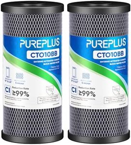 PUREPLUS 5 Micron 10" x 4.5" Whole House Coconut Shell Activated Carbon Water Filter Replacement Cartridge for Dupont WFHDC8001, CB-BB-10, GE FXHTC, GXWH40L, GXWH35F, GNWH38S, CTO10BB, 2PACK