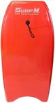 PMU 33 Inch Red Bodyboard - Lightweight Wrist Leash, Slick Bottom Boards for Beach, Sea & Pool - Surfing Board for Teens & Adults Wave Conditions Pkg/1