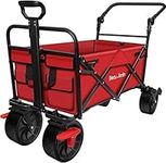 BEAU JARDIN Folding Wagon with Brake Camping Trolley 220KG 150L Capacity All Terrain Utility Wagon Trailer Transport Canvas Cart Collapsible Portable Outdoor Picnic Garden Sport Shopping Red