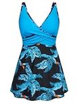 Ladies Plus Size Tummy Control Swimwear Floral 2 Piece Tankini Sets Swimming Costumes 2XL