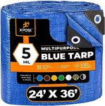 Better Blue Poly Tarp 24' x 36' - Multipurpose Protective Cover - Lightweight, Durable, Waterproof, Weather Proof - 5 Mil Thick Polyethylene - by Xpose Safety