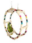 KSK Giant Wheel Playful Natural Wood Bead Swing Toy for Parrot, Budgies, Cockatiel, Lovebird, Budgerigar, Sun Conure, Finch, African Grey, Canary Small &Medium Size Birds