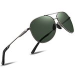 wearPro Polarised-Sunglasses-Mens-Womens-Pilot Sunglasses Unisex UV400 Protection Polarized Sun Glasses Black Sunglasses Unisex Classic Vintage Style Ultralight Shades For Driving (Grey Green)