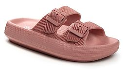 Weweya Slides Sandals for Women Pillow Slippers Foam Cushioned Sandals Watermelon Pink Men Size 7 7.5 8 Women Size 8 8.5 9