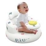 LYPPUL Baby Inflatable Seat for Babies 3-36 Months, Toddler Chair for Sitting Up, Built in Air Pump Infant Back Support Sofa,Baby Support Seat with Tray, Baby Shower Chair-Strawberry