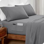 Bare Home Twin XL Sheet Set Dual Pocket- College Dorm Size - Premium 1800 Ultra-Soft Microfiber Twin Extra Long Sheets - Double Brushed - Twin XL Sheets Set - Deep Pocket - Bed Sheets (Twin XL, Grey)