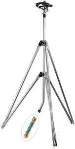 Heavy Duty Tripod Sprinkler 300003, Long Range Sprinkler with 100 FT Reach, 6 Feet Adjustable Tripod Height, 360° Range Control, for Farm, Lawn, Field, Orchard Irrigation by New England Garden Tools