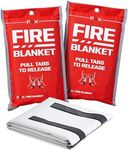 PREPARED4X Emergency Fire Blankets for Home - Kitchen Fire Blanket to Smother a Fire - Fiberglass Protection Flame Smoke Suppression Blankets for Grills, Car, Fireplaces (2-Pack)