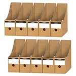 ANSTEEP Magazine File Holder Pack of 10, Cardboard Magazines Holders Document Storage Box Kraft Paper Files and Folders Divider Desktop Organizer for School Dormitory Office Home