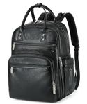 LORADI 18 Pockets Diaper Bag Backpack with Wet Pockets and Stroller Clips, Convertible Tote Bag (Faux Leather, Black)