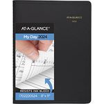 AT-A-GLANCE 2024 Daily Planner, Two Person Quarter-Hourly Appointment Book, 8" x 11", Large, Black (702220524)