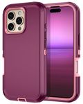 I-HONVA for iPhone 16 Pro Case Shockproof Dust/Drop Proof 3-Layer Full Body Protection [Without Screen Protector] Rugged Heavy Duty Cover Case for Apple iPhone 16 Pro 6.3" 2024,Purple/Pink