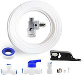 Ice Maker Fridge Water Filtration Refrigerator Installation Kit + Shut-Off T Valve 1/4” O.D Tube Quick Connect Kit, Water Line Splitter for Reverse Osmosis RO Systems & Water Filters. (33ft tube)