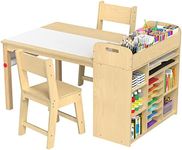 GDLF Kids Activity Table and Desk and Chair Set, Craft Table with Large Storage and Portable Art Supply Organizer for Children ages 8-12, 47'' L x 30'' W