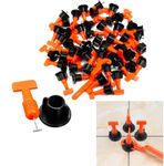 GETANYWAY Reusable Tile Leveling System 50 PCS Kit With Special Wrench 1 PCS 100% REUSABLE Tile Leveling System For Tiles/Stone Installation Flooring / Wall DIY (Orange/Black Colour)