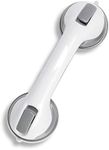 Texinpress Safe Shower Handle, 12" Super Suction Grab Bar with Dual Locking, Anti-Slip Suction Bath Tub Helping Handle Safety Balance Grab Bar Handrail Grip for Elderly Seniors Handicap Disabled Grey