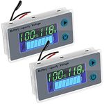 2 Pieces Battery Meter Monitor with Low Voltage Buzzer Alarm 10-100V Digital Battery Capacity Tester Battery Capacity Indicator Battery Meter Golf Cart Voltage Temperature Switch Meter Panel