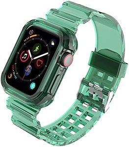 Fleshy Leaf Compatible with Apple Watch Bands Series SE 7 6 5 4 3 2 1, Women& Men Sport Clear Soft Silicone Strap with Bumper Protective Cases for Apple Watch Series 45mm 44mm 42mm 41mm 40mm 38mm (41mm 40mm 38mm, Green)