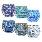 BISENKID 6 Packs Waterproof Plastic Underwear Covers for Potty Training and Good Elastic Toddler Plastic Underwear Covers for Plastic Underwear Boys 1t