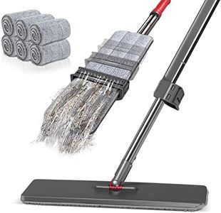 Myiosus Flat Mop, Self Wringing Floor Mops with 6 Reusable Microfibre Pads & 130cm Stainless Steel Handle, Wet and Dry Mops for Cleaning Hardwood, Laminate, Tile Floors