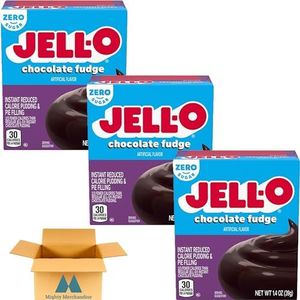 Jell-O Sugar Free Chocolate Fudge Instant Pudding & Pie Filling Mix - 1.4 oz Boxes (Pack of 3) - With Mighty Merchandise Adjustable Measuring Spoon