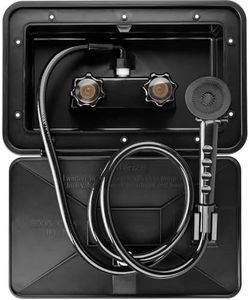 RVMATE RV Exterior Shower Box Kit RV Outdoor Shower Box Kit Faucet Replacement with Shower Head & Hose (Black)
