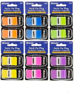 BAZIC Products Neon Page Marker Dispensers, Sticky Notes for Study Materials, Office Use, Sign Here & Neon Colored Page Markers for Books and Documents, 1x1.7, 60 Flags/Pack, 288-Packs