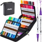 Ohuhu Colouring Pens 100 Colours, Dual Tip Brush Pens Felt Tip Pens, Art Markers with Fineliner, for Kids Adults Colouring Book Drawing Calligraphy Sketching Journal, Maui - Carrying Bag