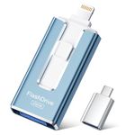 SUDEHO USB Stick 256GB for iPhone, MFi Certified Lightning Memory Stick Stable Data Transfer, 4 in1 Flash Drive for iPhone/iPad/Android/PC, Easily Back Up and Save Files, AshBlue