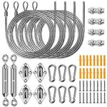 UIRWAY Shade Sail Hardware Kit, 52Pcs Stainless Steel Hardware Kit for Rectangle Triangle Canopy, Heavy Duty Anti-Rust Hardware Kit Set for Outdoor Garden Patio(6Inch +304 Stainless Steel Wire Rope)