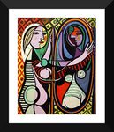 Tallenge - Girl Before a Mirror by Pablo Picasso - Best of Pablo Picasso Collection - Large Digital Print - Framed (25 x 30 inches)