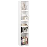 WOLTU Bookcase 5 Tiers, Bookshelves, Multifunctional Storage Unit, Cabinet for Living Room, Office, Engineered Wood, White, 30x26x151cm SK034ws