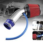 RYANSTAR RACING Cold Air Intake Pipe, 76mm 3 Inch Universal compatible with Performance Car Cold Air Intake Turbo Filter Aluminum Automotive Air Filter Induction Flow Hose Pipe Kit (Silver)