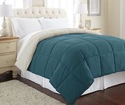 Pacific Coast Textiles Reversible Down Alt Comforter, Polyester, Blue Coral/Oatmeal, King