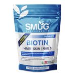 SMUG Supplements Biotin Tablets - 120 High Strength 10000mcg Tablets - One-a-Day Pills for Healthier Hair, Skin and Nails - Vitamin B7 - Vegan - Suitable for Men and Women - Made in Britain