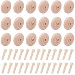 NBEADS 36 Sets Wooden Wheels Set for Crafts, Unfinshed Wooden Wheel Building Blocks Set Mini Wheels with Axle Pegs for Crafts Painting Colors Wood Working Pegboards