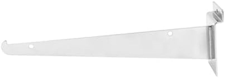 SSWBasics 10" Slatwall Shelf Bracket - Chrome - (Holds 30lbs) - Pack of 10 - Slatwall Accessories - Chrome Metal Slat Wall Shelf Brackets - Sturdy Slatwall Shelf Bracket for Retail Displays and