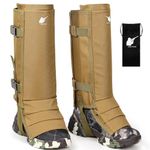 Snake Gaiters Leg Guards for Snake Bite Protection, Waterproof Snake Chaps with Stainless Steel Buckles, 1000D Snake Guards for Lower Legs, Shoe Gaiters Fit for Men & Women (Khaki)