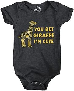 You Bet Giraffe Im Cute Baby Bodysuit Funny Saying Joke Graphic Jumper For Infants (Heather Black) - 12 Months