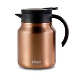 Tiken 1L Thermal Coffee Carafe Jug, Double Walled Stainless Steel Insulated Vacuum Coffee Flask for Hot &Cold Drinks