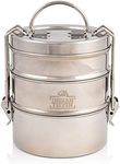 Indian-Tiffin Stainless Steel 3 Tier Large Tiffin Lunch Box, Silver