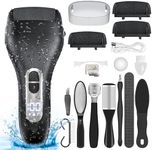 Electric Callus Remover for Feet - with Larger Grinding Head, Portable Pedicure Kit Foot File Callus Remover, Rechargeable Waterproof Foot File for Foot Care Deadskin Remover LCD Display-black