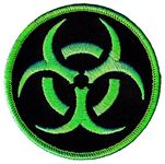 Biohazard Symbol Embroidered Patch Iron-On Danger Symbol Zombie Green Logo