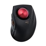 ELECOM DEFT PRO Trackball Mouse, Wired, Wireless, Bluetooth 3 Types Connection, Ergonomic Design, 8-Button Function, Red Ball, Windows11, MacOS (M-DPT1MRXBK)