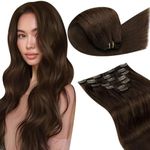 LaaVoo Clip in Hair Extensions Real Human Hair 18 Inch 7pcs 120g Dark Brown Hair Extensions Clip in Seamless Remy Real Hair Extensions Clip in Human Hair #4