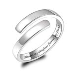 BEILIN 925 Sterling Silver Always My Daughter Forever My Friend Ring Adjustable Rings Friendship Jewelry Gifts for Women