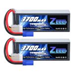 Zeee 4S Lipo Battery 3700mAh 14.8V 60C RC Battery with EC5 Plug for RC Airplane Helicopter RC Boat UAV Drone FPV RC Car Truck Boat(2 Packs)